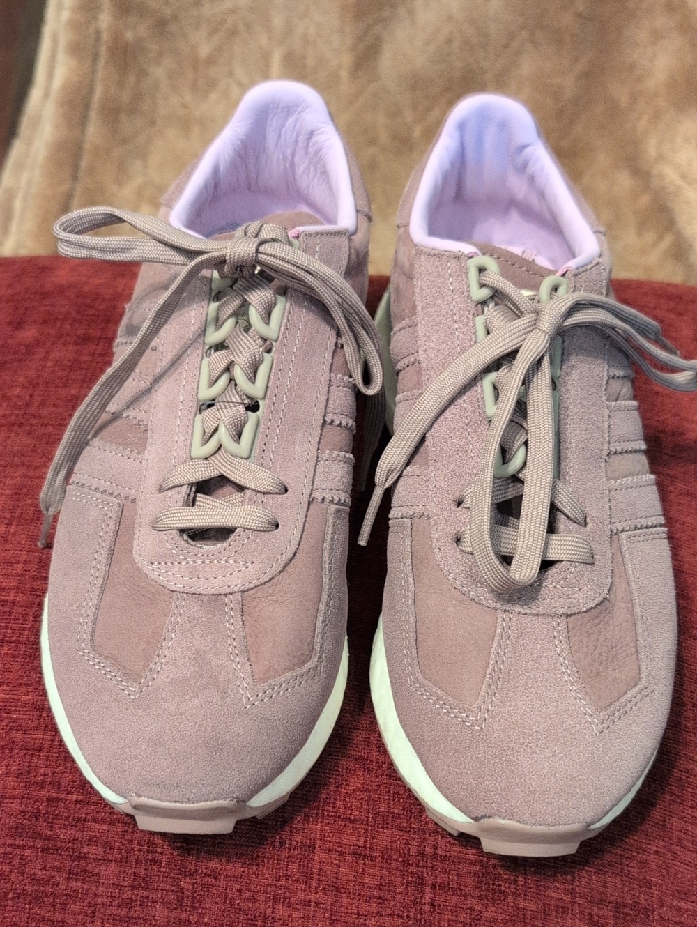 adidas Women's Suede Lace-Up Sneakers in Mauve Pink